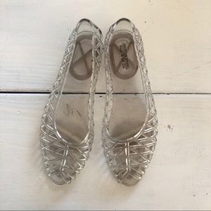American Apparel lattice clear jelly flats
